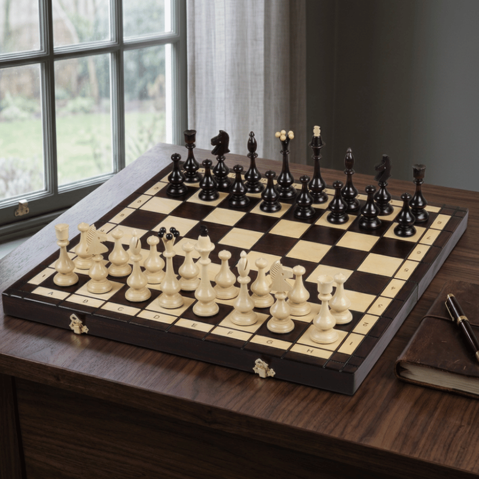 Personne saisissant une pièce d'échecs à la lumière d'une fenêtre