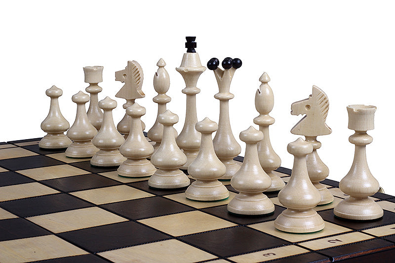 Gros plan sur les pièces d'échecs, cavalier au premier plan