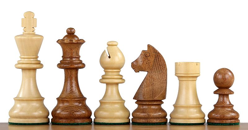 Schachfiguren Akazie & Buchsbaum im German-Knight-Design, König 10,2 cm – Figuren in Reihe