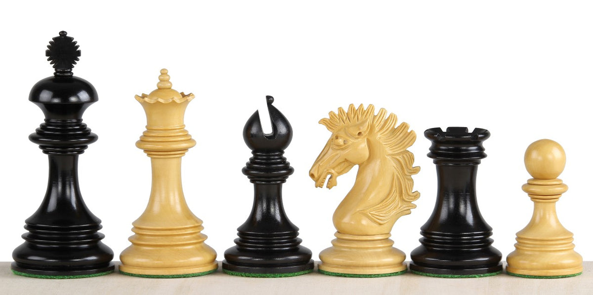 Exklusive Schachfiguren aus Ebenholz und Buchsbaum, König 9,5 cm – Figuren in Reihe