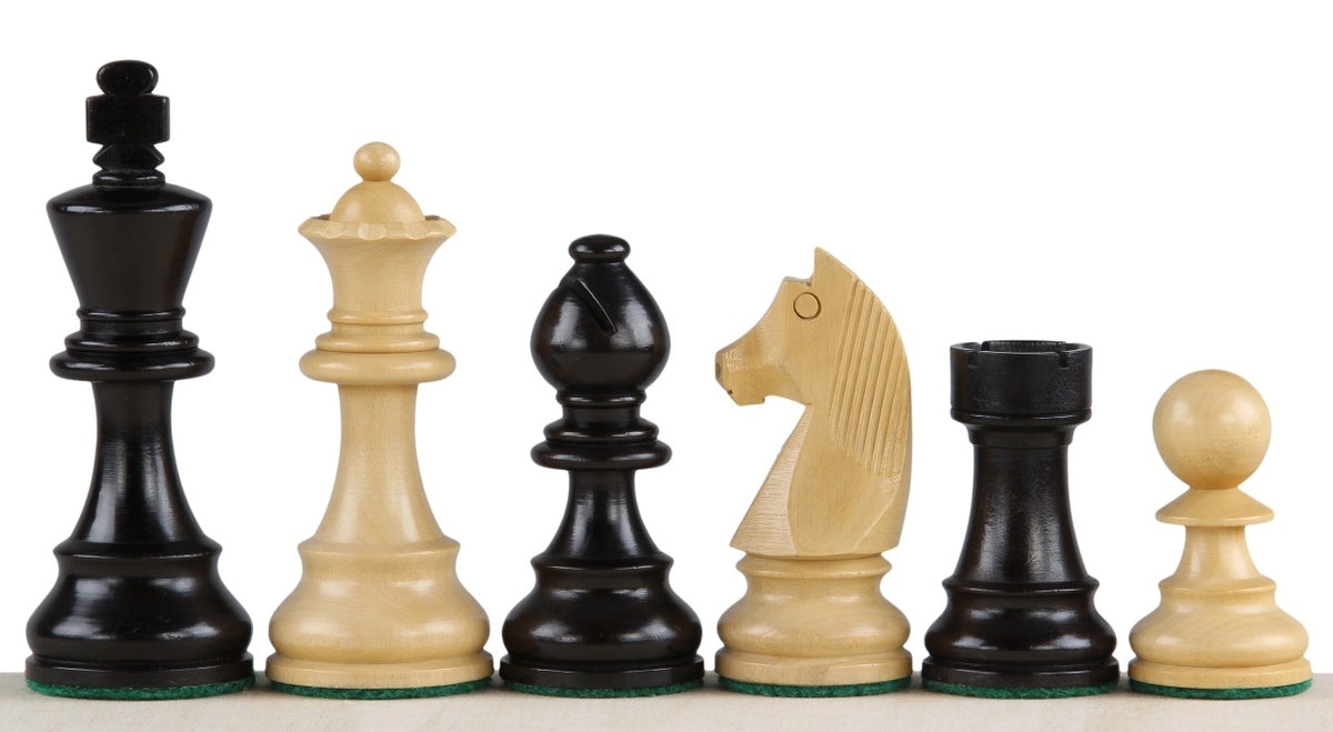 Schachfiguren ebonisiert & Buchsbaum im German-Knight-Design, König 10,2 cm – Figuren in Reihe